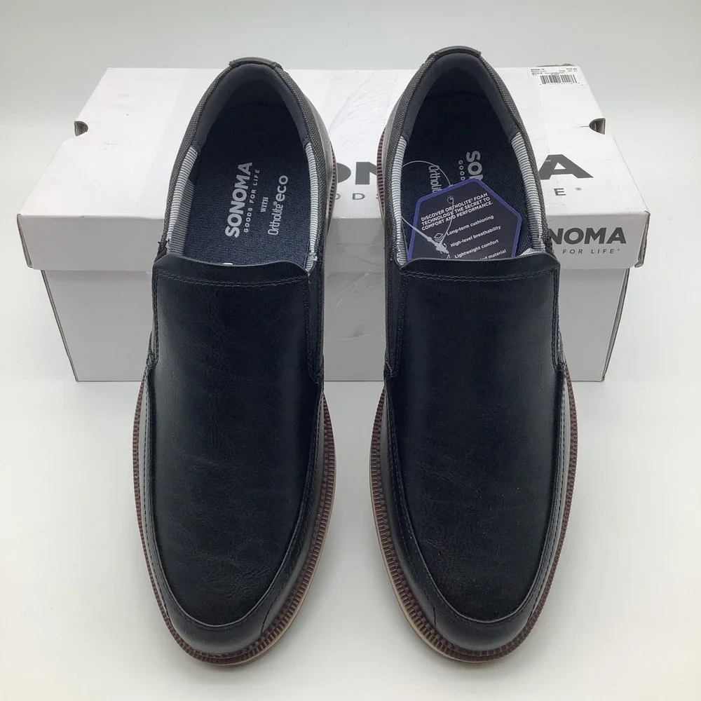 Sonoma Zollino Black Slip On Loafer‎ Comfort Foam Insole Mens Shoes New